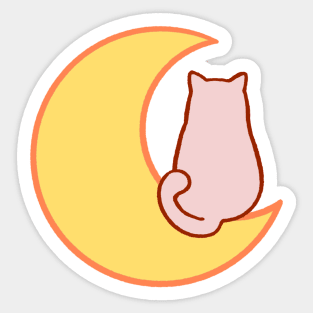 Pink Meow on the moon Sticker